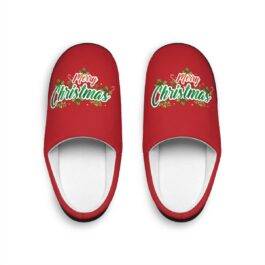 Dark Red Indoor Slippers with Merry Christmas text